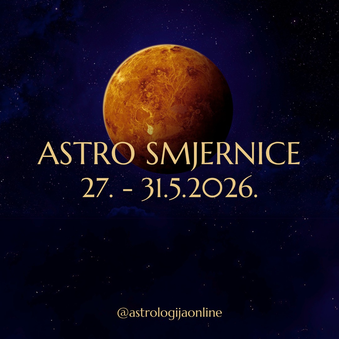 Astro smjernice: 27.-31.5.2026.

📅 27.5. 🌙♎ Mjesec u Vagi
Smirivanje odnosa, ravnoteža i racionalniji pristup nakon napetih dana.
Naglašeni zrak donosi osjećaj raspršenosti, mentalnog umora ili manjak fokusa, ali ovaj Mjesec pomaže da sagledate situacije objektivnije i smirenije.

📅 28.- 29.5. ♀️♋ Venera kvadrat 🪐♈ Saturn
Distanca, hladnoća, nezadovoljstvo ili razočaranje u odnosima. Osjećaj da emocije nisu uzvraćene ili da jedna strana daje više.

♀️♋ Venera u Raku traži bliskost, sigurnost i emotivnu podršku, a 🪐♈ Saturn donosi ograničenja, odgovornosti i osjećaj težine. U nestabilnim odnosima može doći do udaljavanja, zahlađenja ili odluka o prekidu, a ozbiljni odnosi prolaze test stabilnosti.

Financijski – zastoj u plaćanju, neočekivani troškovi, manjak sigurnosti, spori rezultati.
Nije dobro za ulaganja, financijske rizike, posudbe, nove poslovne suradnje, nove ljubavne veze.

Realnije ćete vidjeti što vam zaista vrijedi i gdje temelji više nisu stabilni.

📅 29.5.
Jaka je energija ♀️♋ Venere i 🪐♈ Saturna, ali donosi više jasnoće oko emocija i odnosa.
Lakše ćete prepoznati što ima budućnost, a što je bila samo navika ili potreba za sigurnošću.

🌙♏ Mjesec u Škorpionu pojačava emocije, introspekciju, i potrebu za emocionalnim čišćenjem.
Dobro je vrijeme za povlačenje, unutarnji rad, i završetak emotivnih priča koje nemaju stabilne temelje.

📅 30.5.
🌙♐ Mjesec ulazi u Strijelca, donosi aktivnu i nemirnu energiju, i gradi se energija prema 🌕♐ punom Mjesecu 31.5.
Jača potreba za promjenom, kretanjem, spontanošću, izlaskom iz rutine i novim iskustvima.

Opozicija s ♅♊ Uranom donosi nagle promjene planova, neočekivane vijesti i iznenadne odluke. Imat ćete osjećaj da se nešto mora promijeniti ili pokrenuti.

📅 31.5. 🌕♐ Pun Mjesec u Strijelcu
Kulminacija tema iz druge polovice mjeseca – važne informacije, razgovori i odluke pokazuju pravi smjer razvoja situacije.
Jaka je potreba za slobodom, širenjem vidika i izlaskom iz ograničavajućih okolnosti.
Mnogi će osjetiti da je vrijeme završiti jedno poglavlje i krenuti dalje.

#AstrologijaDunjaFucak #AstrologijaOnline #Astrologija #AstroPrognoza #AstroSmjernice