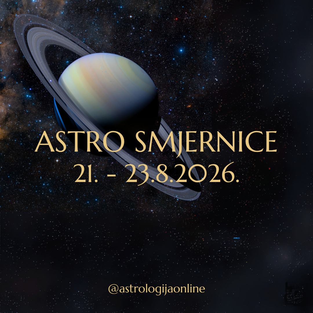 Astro smjernice: 21.-23.8.2026.

📅 21.8. ♀️♎ Venera opozicija 🔙🪐♈ Saturn
Ljubavni i financijski odnosi poprimaju ozbiljniji ton i postaje jasno gdje nedostaje pažnje, razumijevanja ili emocionalne sigurnosti.
Javlja se osjećaj udaljenosti, hladnoće ili razočaranja, pogotovo ako su se problemi dugo gurali pod tepih.
Što se tiče novih ljubavi, sad nije dobro vrijeme za početak jer može doći do prepreka, kašnjenja ili kompliciranja, ali može biti korisno za postojeće odnose jer aspekt traži iskren razgovor o problemima.
Oprezno s financijama. Zabrinutost oko dugova, kredita, troškova ili manjka novca. Najbolje će proći oni koji budu racionalni, štedljivi i usmjereni na dugoročne ciljeve.

📅 22.8. ☀️♍ Sunce u Djevici
Fokus se s velikih ideja i planova prebacuje na praktična rješenja.
U idućim tjednima naglasak je na svakodnevnim obvezama, zdravlju, poslovnim zadacima i detaljima koji zahtijevaju pažnju.
Ipak, budući da je period između dvije pomrčine, neće sve ići kako planirate. Ostavite dovoljno prostora za prilagodbu i nemojte prerano donositi konačne zaključke.

📅 23.8.
Sezona ♍ Djevice traži red i jasnoću, pa ćete osjetiti potrebu da reorganizirate obveze, napravite planove za jesen ili uvedete više discipline u svakodnevni život.
Dan je dobar za sagledavanje šire slike i procjenu onoga što treba mijenjati da biste bili spremni na pomrčinu Mjeseca.
Sve što sad uredite, organizirate ili racionalizirate olakšat će vam ulazak u sljedeću fazu događaja.

∞
#AstrologijaDunjaFucak #AstrologijaOnline #Astrologija #AstroPrognoza #AstroSmjernice